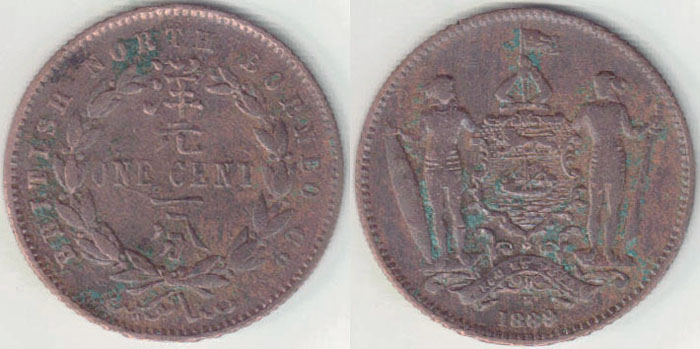 1889 H British North Borneo 1 Cent A003623
